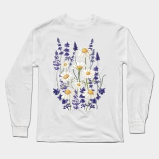 Chamomile And Lavender Pattern Long Sleeve T-Shirt